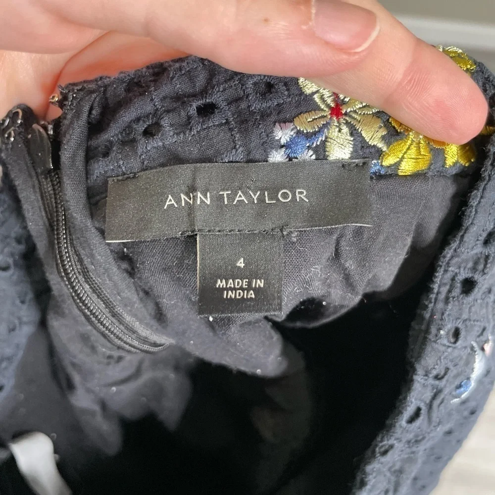 Ann Taylor Floral Black Flounce Skirt 4